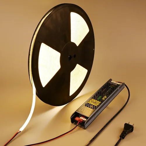Miniatura 10 de BENLUN Tira de luz LED COB de 48 V, 65.6 pies, 3000 K, luz blanca cálida, flexible, cortable, luces de cinta LED 8W/M 480LEDs/M CRI 92 con fuente