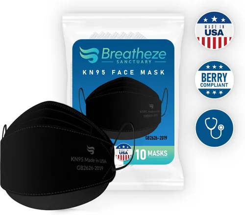 Miniatura 3 de Breatheze Máscaras Faciales KN95 Hechas en Estados Unidos Registradas por la FDA - Máscara KN95 Desechable - Estilo 3D Negro