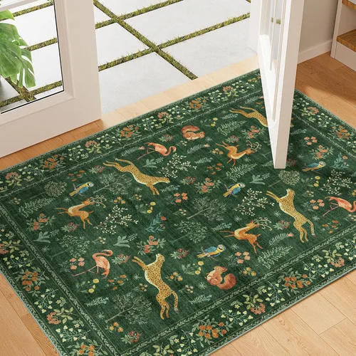 Miniatura 191 de DUKINO Alfombra de área de 6 x 9 pies, alfombra floral para sala de estar, ligera, antideslizante, lavable, alfombra de interior de pelo bajo