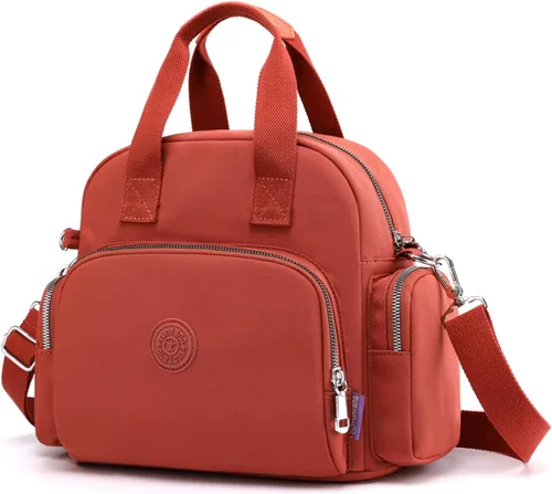 Miniatura 8 de PORRASSO Mochila para mujer, bolso de hombro multifuncional con puerto de carga USB, bolso cruzado de nailon para trabajo, viajes, citas, negro
