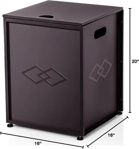 Miniatura 7 de Mesa de cubierta de tanque de metal propano para fogatas de gas, mesa oculta de gas de 16 pulgadas con asas laterales, mesa auxiliar de Negro