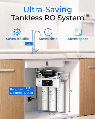Miniatura 2 de Waterdrop WD-T3-C - Filtro de agua de ósmosis inversa, Certificado NSF/ANSI 372, Filtro de agua RO de 8 etapas debajo del fregadero, Sistema