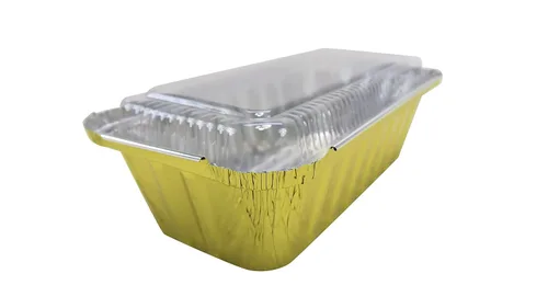 Miniatura 9 de KitchenDance - Molde para pan desechable de aluminio con tapas de plástico, 2 libras, color dorado, 1850P