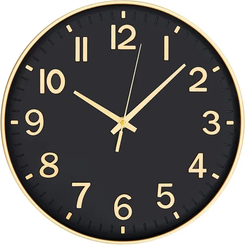 Miniatura 20 de HZDHCLH Reloj de pared de cuarzo moderno, funciona con pilas, 12 pulgadas, silencioso, sin tictac, números 3D, reloj redondo para pared, reloj
