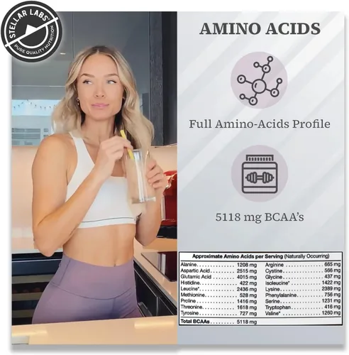 Miniatura 4 de Stellar Labs Proteína de suero en polvo con BCAA y aislado de suero Certificado bajo en FODMAP, sin OMG, sin gluten, sin soja, bajo