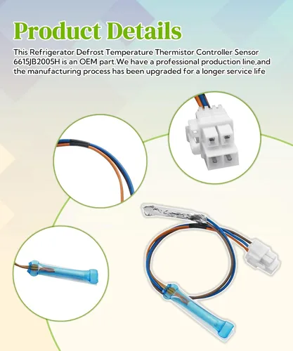 Miniatura 4 de Las piezas de repuesto del conjunto del sensor de descongelación del refrigerador se adaptan al refrigerador LG Kenmore, reemplaza 6615JB2005H