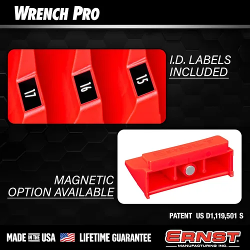 Miniatura 7 de Ernst Manufacturing Wrench Pro - Organizador modular de llaves para 20 herramientas con base magnética (rojo) - Fabricado en los Estados Unidos