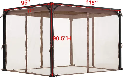 Miniatura 4 de Mosquitera de repuesto para pérgola de techo plano, malla para insectos (8 pies x 10 pies, marrón)