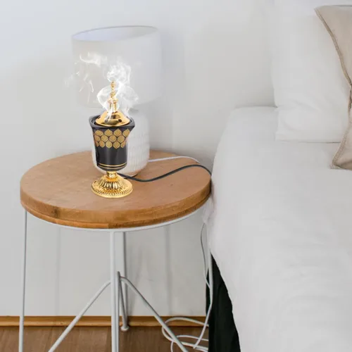 Miniatura 3 de Quemador eléctrico de incienso estilo Oriente Medio, cerámica con enchufe, para aromaterapia, Bakhoor, quemador para el hogar, yoga, meditación