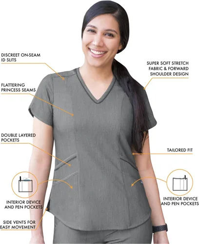 Miniatura 3 de Adar Pro - Conjunto médico moderno para mujer - Camiseta médica moderna con cuello en V y pantalón médico, pantalón de yoga
