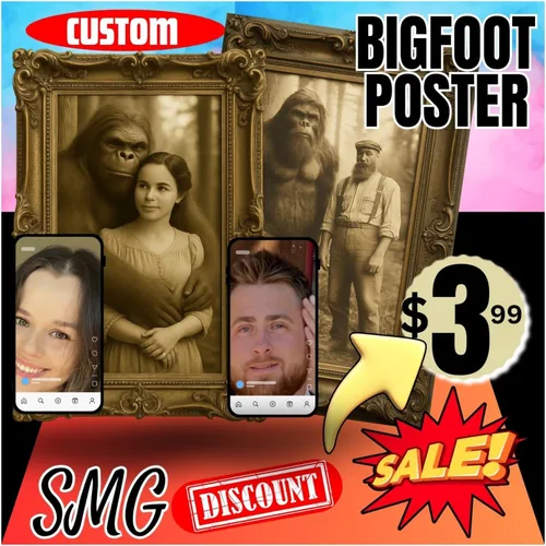 Divertido regalo de arte de pared de pie grande para marido, esposa o familia, póster personalizado de Bigfoot, regalo divertido personalizado para
