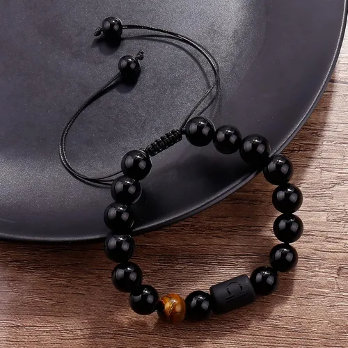 Miniatura 19 de SUMMER LOVE Father's Day Gifts Zodiac Bracelet for Men Women 10mm Natural Black Onyx Stone Star Sign Constellation Beaded Protection Bracelet