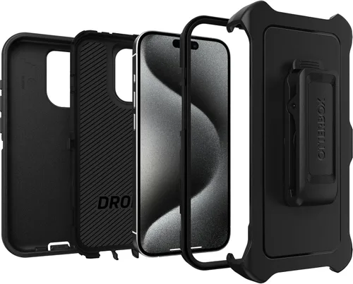 Miniatura 4 de OtterBox Funda para iPhone 15 Pro (solamente) Defender Series, color negro, sin pantalla, resistente y duradera, con protección de puerto, incluye