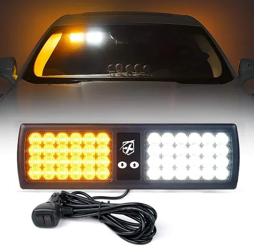 Miniatura 8 de Xprite - Luces estroboscópicas Amber de 48 LED para visor, luces interiores de parabrisas y protector solar, luces de advertencia de peligro
