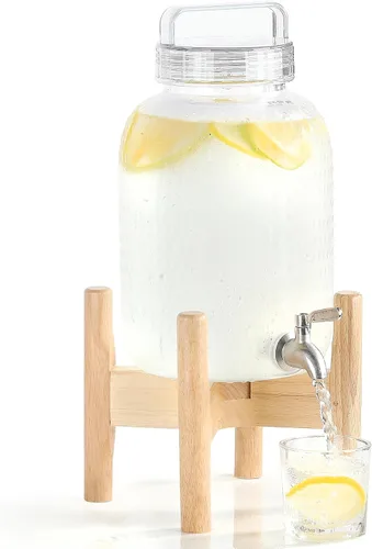 Miniatura 14 de EGGKITPO Dispensadores de bebidas de 1.5 galones con grifo y elegante soporte para fiestas, dispensador de limonada de policarbonato con soporte