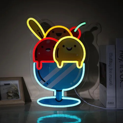 Miniatura 6 de Adorable letrero de neón de helado LED para decoración de pared, luz USB y batería para habitación de niños, dormitorio, sala de juegos, regalo