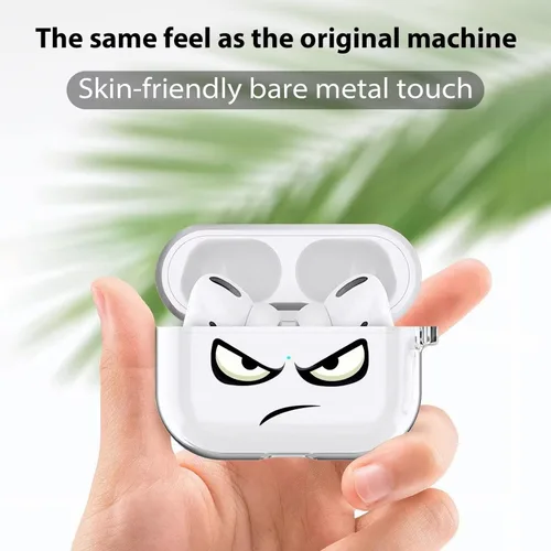 Miniatura 2 de Funda transparente para AirPod Pro 2019, Don't Touch My PODS, funda negra con llavero de ojos grandes, linda caricatura para AirPods Pro, funda