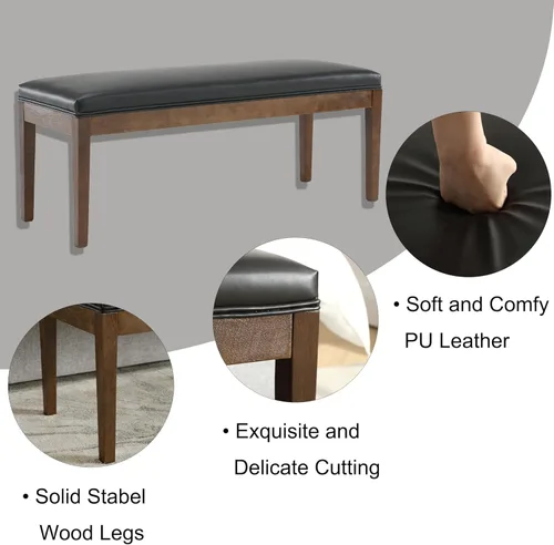 Miniatura 6 de Banco de comedor de piel sintética, banco de entrada, banco de zapatos, otomano para pasillo, sala de estar, dormitorio, extremo de la cama