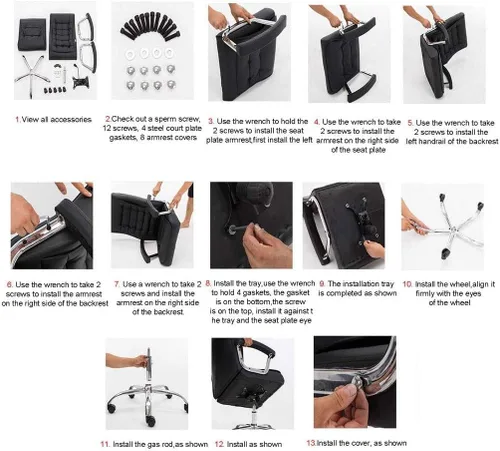 Miniatura 4 de Silla ergonómica comercial con silla de computadora de estudio de conferencias, silla de oficina de masaje reclinable cómoda y larga sentada (D)