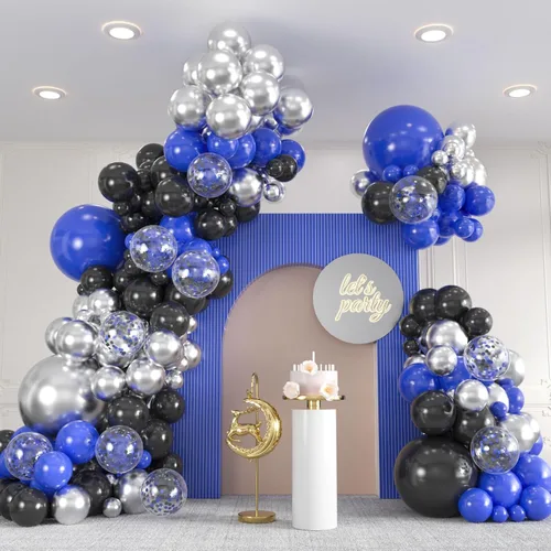 Miniatura 13 de 136 piezas de kit de arco de globos de color rosa eléctrico y negro con globos transparentes - 18/12/10/5 pulgadas de guirnalda gótica