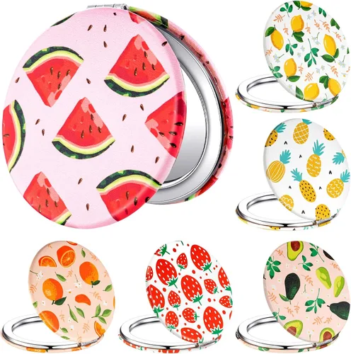Miniatura 9 de Vicenpal Espejos Compactos Pequeños de Bolsillo con Diseño de Frutas, Mini Espejos Magnificantes Portátiles de Maquillaje, Espejo de Doble Cara