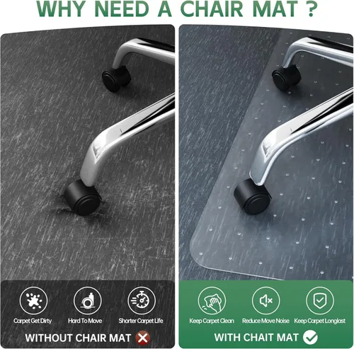 Miniatura 2 de Tapete para silla de oficina para alfombra, tapete grueso transparente para silla de escritorio para alfombras, tapetes de plástico para sillas