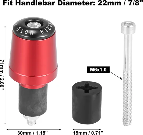 Miniatura 3 de Motoforti 1 par rojo motocicleta manillar extremo tapones 7/8 "0.866 in universal CNC aleación de aluminio para motocicleta scooter