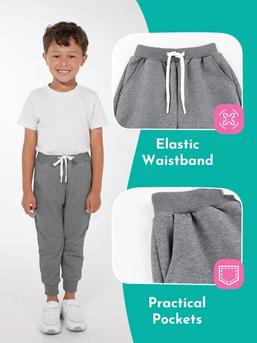 Miniatura 19 de Resinta Paquete de 3 pantalones deportivos de algodón para niños pequeños, pantalones deportivos con bolsillo, ropa de entrenamiento