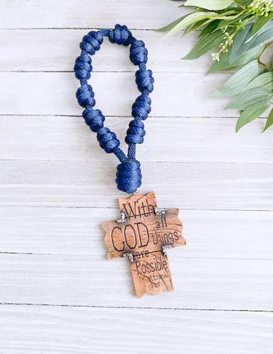 Miniatura 4 de Knots of Grace Pomo de la puerta, rosario, azul marino Decoración colgante católica, bendición para una nueva casa, regalo religioso