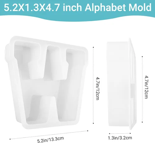 Miniatura 2 de Gartful Moldes de resina de 4.7 pulgadas para fundición, moldes de silicona de resina con alfabeto mayúscula, moldes de silicona 3D gruesos