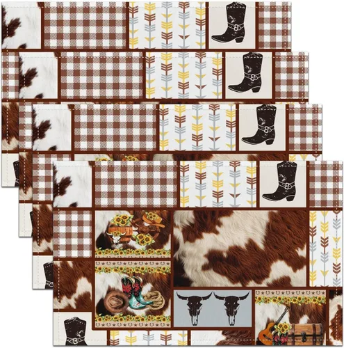 Miniatura 19 de Juego de 4 manteles individuales con diseño de hongos de dibujos animados para cocina, fiesta, manteles individuales de tela lavable con hongos