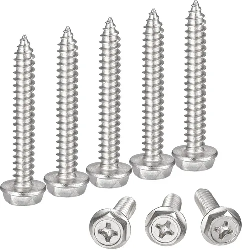 Miniatura 10 de uxcell Phillips - Tornillos autorroscantes para arandela hexagonal, M6 x 0.984 in, acero inoxidable 304, brida hexagonal, 25 piezas