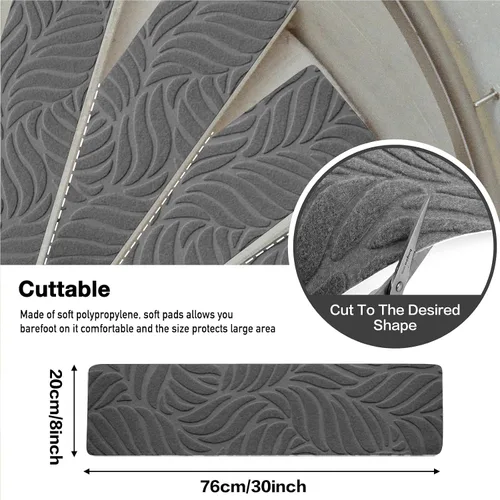 Miniatura 2 de Alfombras para peldaños de madera - Cinta antideslizante para alfombra de escaleras, pelar y pegar con cinta adhesiva doble, juego de 15 hojas