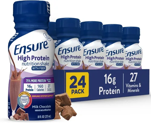 Ensure Batido nutricional con alto contenido de proteínas con fibra, 0.56 oz de proteína, batidos de reemplazo de comidas, con nutrientes para