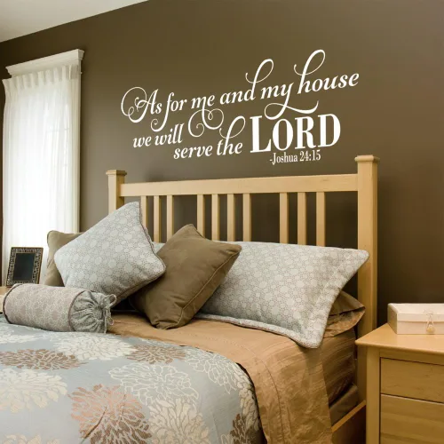 Miniatura 4 de Calcomanías de vinilo con texto en inglés «As for Me and My House We Will Serve The Lord Quote» para pared, diseño de Joshua 24:15 palabras Beige