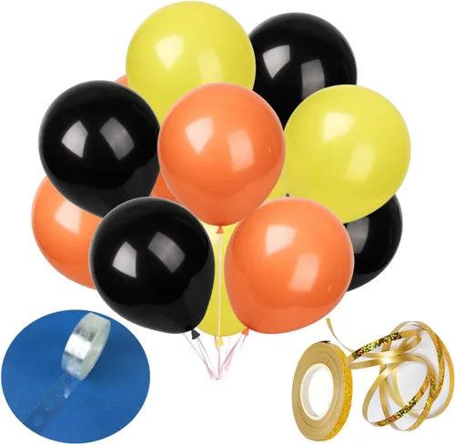 TNWBA Paquete de 60 globos de látex de 12 pulgadas, color negro, amarillo, naranja, para cumpleaños, bodas, baby shower, decoración de fiesta