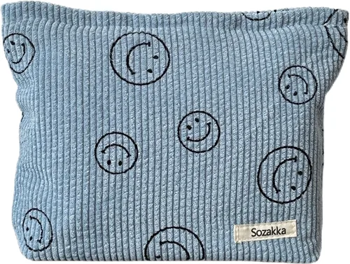 Miniatura 18 de Bolsas de cosméticos para mujer, bolsa de cosméticos de pana, bolsos estéticos para mujer, bolsos de mano con puntos sonrientes, organizador