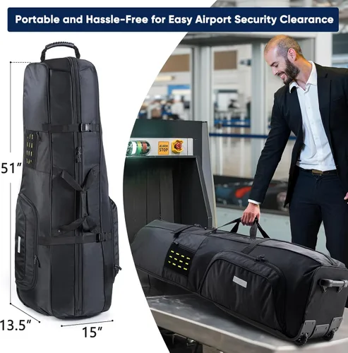 Miniatura 2 de Bolsa de viaje de golf con ruedas - Funda de golf Oxford resistente aprobada por aerolíneas para clubes, carrito y bolsa de soporte, cubierta