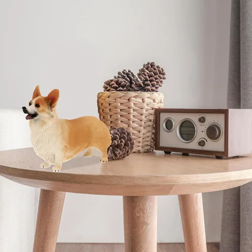 Miniatura 9 de IMIKEYA Figura de Corgi galés, mini estatua de perro de resina, estatua de perro pequeño de Corgi para pastel, escultura de estatua de animal