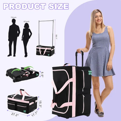 Miniatura 2 de Oeaear Bolsa de baile con perchero, bolsa de competición de baile con estante, bolsa de lona imprescindible para competencia de baile, bolsas