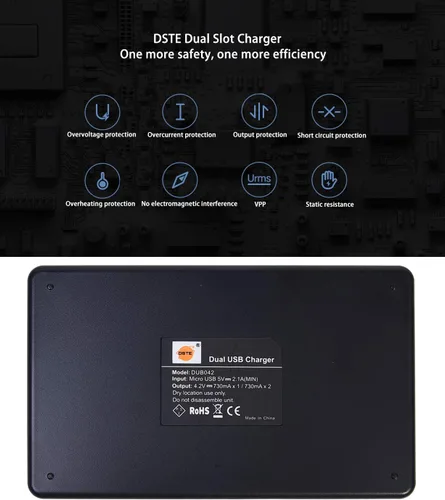 Miniatura 5 de DSTE NB-6L NB-6LH Cargador de batería dual rápido con cable micro USB compatible con Canon CB-2LY y PowerShot SX530 HS, S95, SX610 HS, SX280 HS