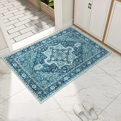 Miniatura 25 de Collive Tapete lavable para puerta de interior, antideslizante, alfombra de entrada retro de 20 x 32 pulgadas, tapete de entrada de absorción Multi