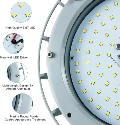 Miniatura 3 de Luz LED a prueba de explosiones UL844 certificada 60W 8400LM (240W HPS Eqv.), Clase I División II Lugares peligrosos Luminarias Iluminación de alta