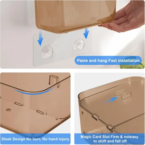 Miniatura 7 de Diesisa Organizador de Pared de Acrílico de 2 piezas, Organizador Adhesivo para Puerta de Gabinete, Estantes de Baño de Acrílico para Pared, Sin