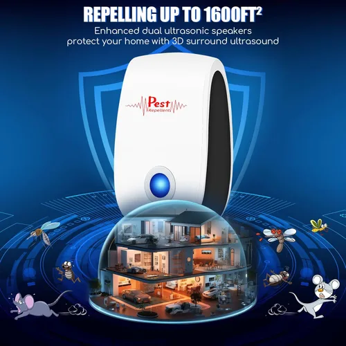 Miniatura 4 de Paquete de 10 repelentes ultrasónicos de control de plagas 2025, repelente electrónico de ratones, enchufe ultrasónico, repelente de ratones
