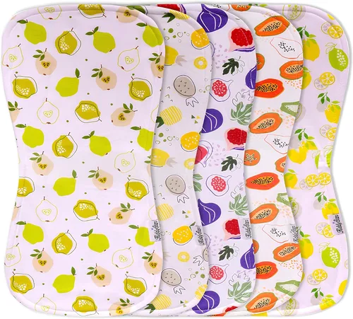 Miniatura 11 de KiddyStar Paquete de 5 paños de algodón orgánico para eructos, grandes, ultrasuaves de 3 capas para eructos, hombros y manos, altamente absorbentes