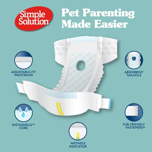 Miniatura 2 de Simple Solution - Pañales desechables para perras Super absorbentes, a prueba de fugas Para hembras en celo, que se orinan por la emoción