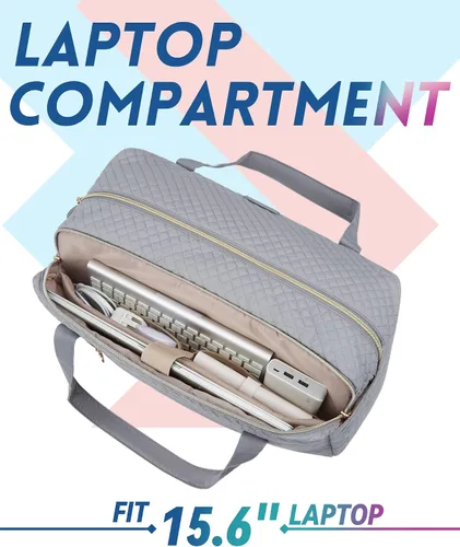 Miniatura 4 de BAGSMART - Bolsa de lona de viaje para mujer, bolsa de mano grande con compartimento para laptop, bolsa de zapatos, Cian, Bolsa de viaje