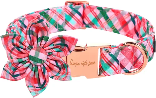 Miniatura 16 de Unique style paws Collar de perro para el día de San Valentín con lazo de flores, collar de cachorro de corazón azul, el mejor regalo para niños