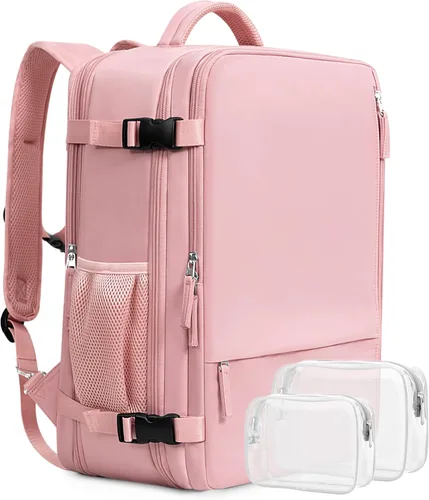 Mochila de viaje Beraliy aprobada por aerolíneas, equipaje de mano para hombres y mujeres, Rosa, Grande, Mochilas de viaje